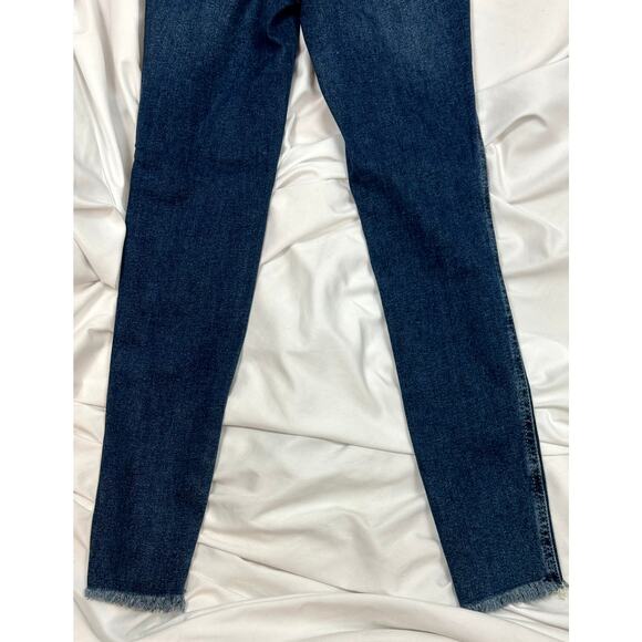 Free People High-Rise Raw-Edge Skinny Jeans Deep Indigo 26 - Picture 6 of 11